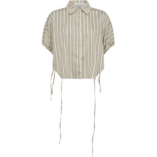 HAUTE L`AMITIÉ SKJORTE, STRIPE STRING TIE SHIRT, SEASHELL